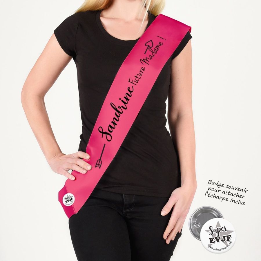 Echarpe personnalisée EVJF Modèle "Future Madame Flèche" fuschia