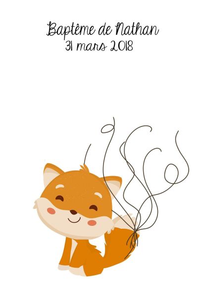 Affiche à empreintes Renard pour baptême ou mariage | Version digitale