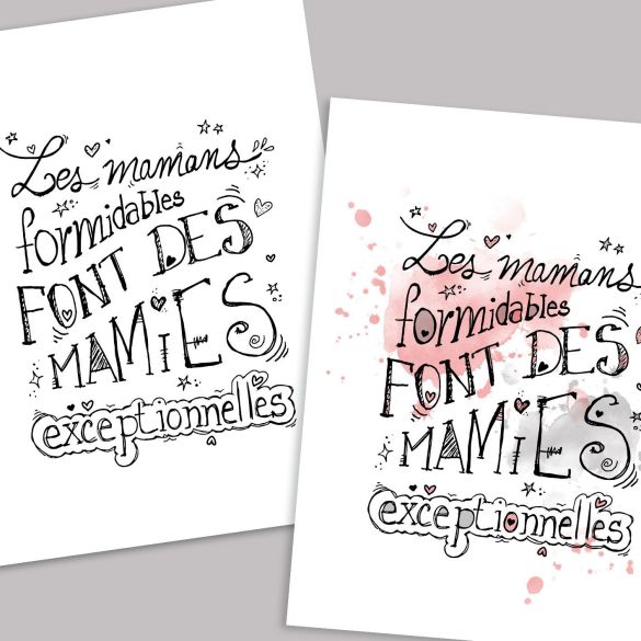Affiche cadeau fête des grands-mères “Les mamans formidables font des mamies exceptionnelles”