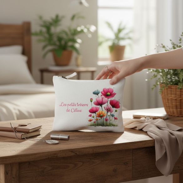 Pochette coton personnalisée Les petits trésors | Cadeau Fête des Mères avec prénoms |Maîtresse | Nounou |Atsem