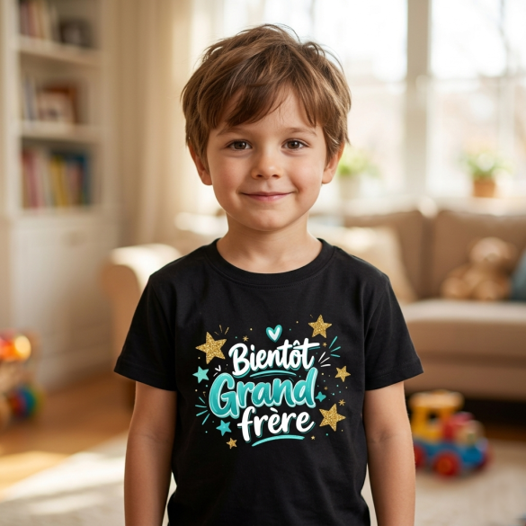 T-shirt enfant bientôt grand frère – idée annonce grossesse garçon