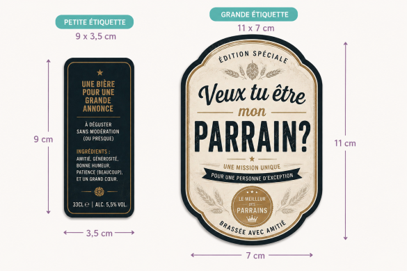 Étiquette bière demande parrain | Veux-tu être mon parrain ? | Annonce grossesse originale | Sticker bouteille 33 cl