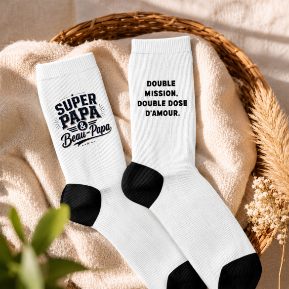 Chaussette blanche personnalisée Beau Papa - Cadeau Fête des père | Beau Papa