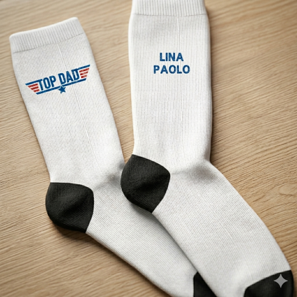 Chaussettes blanches personnalisées Top Dad - Cadeau Fête des pères