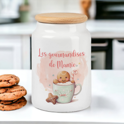 Pot à cookies|sucre|farine|bonbons personnalisé|Fête des mères|Fêtes des grand-mères|Cadeau nounou
