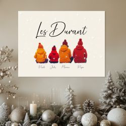 Affiche personnalisée famille hiver – poster famille de 2 à 6 personnes