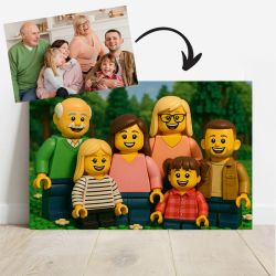Affiche personnalisée style mini-figurines style LEGO– À partir de votre photo – Déco originale famille ou couple
