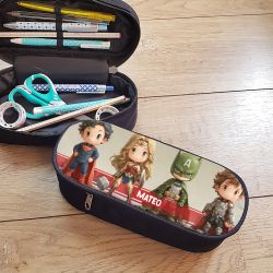 Trousse à crayons personnalisée Super-Héros | Trousse scolaire avec prénom enfant
