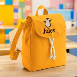Sac à dos maternelle motif Pingouin brodé | Cartable personnalisé maternelle avec prénom