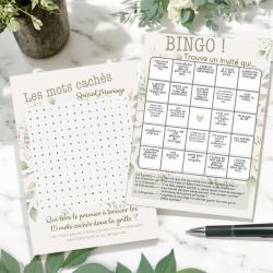 25 Jeux pour les invités du Mariage Bingo et mots mêlés|Accessoire cérémonie mariage|Décoration mariage