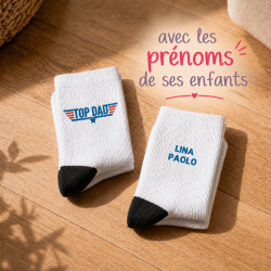 Chaussettes blanches personnalisées Top Dad - Cadeau Fête des pères 