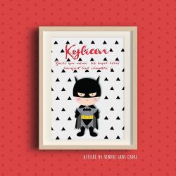 Affiche Héros personnalisée pour chambre d’enfant avec prénom