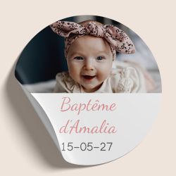 Sticker baptême personnalisé avec photo