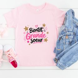 T-shirt enfant bientôt grande sœur – idée annonce grossesse fille