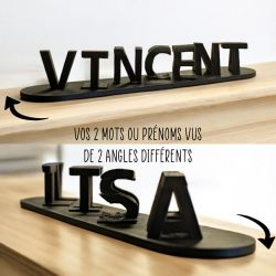 Illusion 3 D avec 2 mots ou prénoms - Cadeau St Valentin