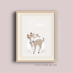 Affiche daim personnalisée pour chambre d’enfant avec prénom