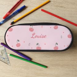 Trousse à crayons personnalisée Cerises | Trousse scolaire avec prénom 