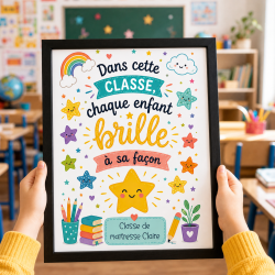 Affiche cadeau maitresse ou maître | "Chaque enfant brille" | Cadeau de fin d’année original pour la classe