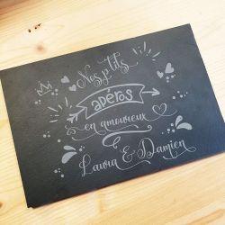 Planche en ardoise apéro en amoureux | Saint Valentin | Cadeau couple