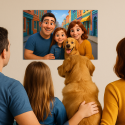Affiche personnalisée style animation 3D - À partir de votre photo – Déco originale famille ou couple