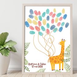 Affiche à empreintes Jungle pour baptême