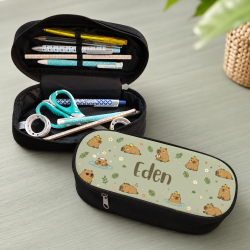 Trousse à crayons personnalisée Capybara | Trousse scolaire avec prénom 