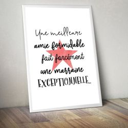 Affiche marraine exceptionnelle à offrir – cadeau marraine plein d’émotion
