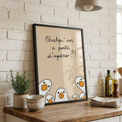 Affiche murale Oies "Quelqu'un a parlé d'apéro ?!" | Décoration cuisine originale & idée cadeau