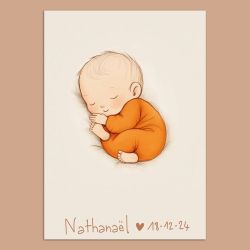 Affiche de Naissance Personnalisée - Calligraphie Artisanale à la Main