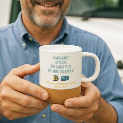 Mug et sa base en liège pour chauffeur de bus, personnalisé