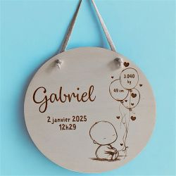 Déco naissance bébé bois personnalisé|Cadeau naissance original pour fille ou garçon