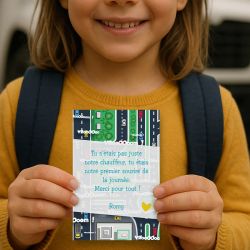 Carte pour dire Merci au Super chauffeur de bus, car scolaire, fin d'année