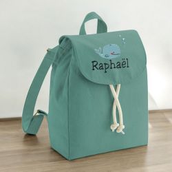 Sac à dos maternelle motif baleine| Cartable personnalisé maternelle avec prénom