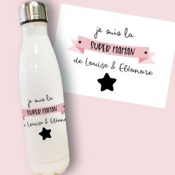 Gourde ou bouteille personnalisée Super Maman | Idée cadeau fête maman 